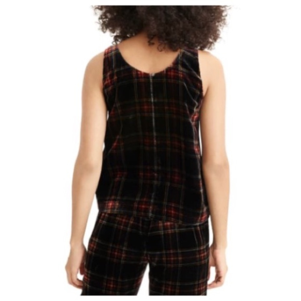 J Crew Stewart Tartan Holiday Plaid Velvet Tank - Picture 2 of 12